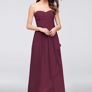 Strapless Chiffon Dress w/ Cascade Skirt W10840
